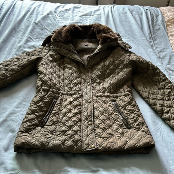 Marc Jacobs New York Olive Green Winter Coat with Furry Hood - Picture 1 of 3